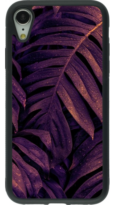 iPhone XR Case Hülle - Silikon schwarz Purple Light Leaves