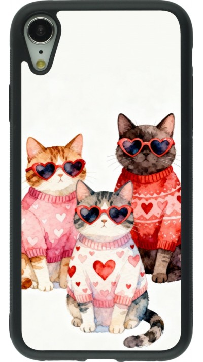 iPhone XR Case Hülle - Silikon schwarz Saint Valentines Day 26 Cat Love