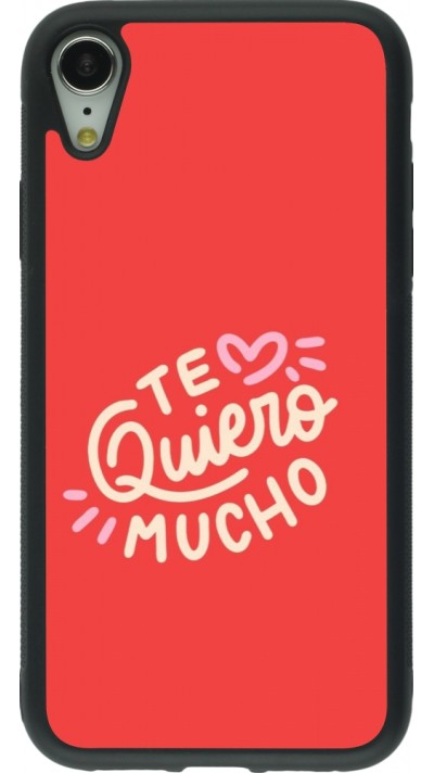 Coque iPhone XR - Silicone rigide noir Saint Valentines Day 26 Te quiero mucho