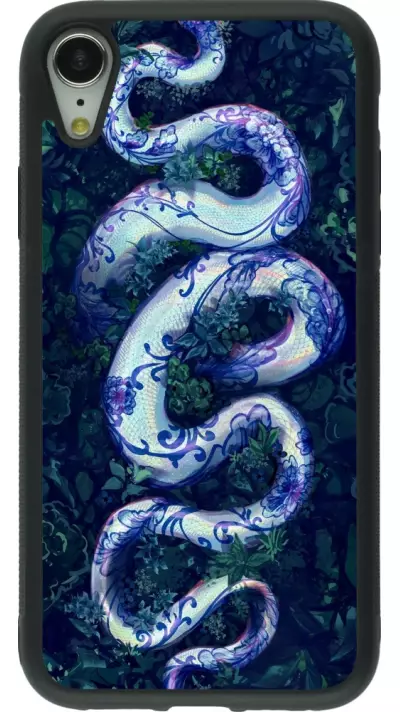 iPhone XR Case Hülle - Silikon schwarz Snake Blue Anaconda