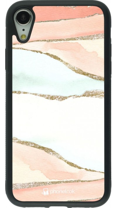 Coque iPhone XR - Silicone rigide noir Shimmering Orange