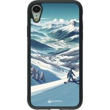 iPhone XR Case Hülle - Silikon schwarz Snowboarder Berg