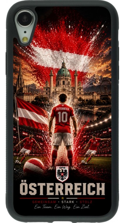 iPhone XR Case Hülle - Silikon schwarz Fussball Österreich splash 2026