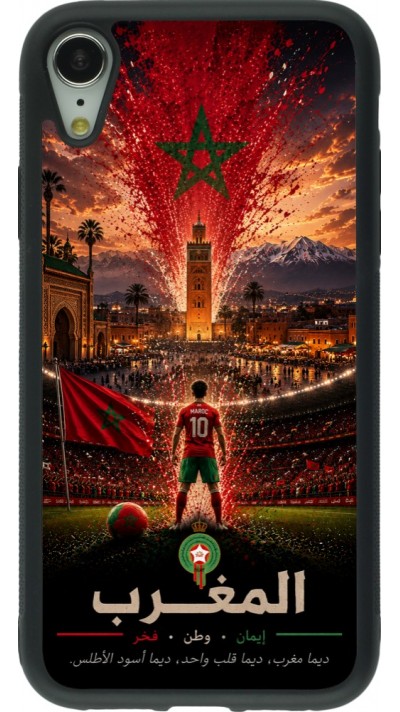 iPhone XR Case Hülle - Silikon schwarz Fussball Marokko splash 2026