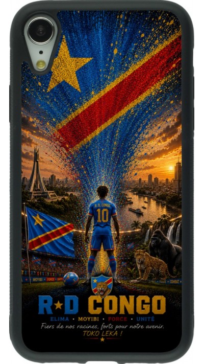 iPhone XR Case Hülle - Silikon schwarz Fussball Demokratische Republik Kongo splash 2026