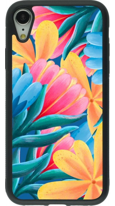 Coque iPhone XR - Silicone rigide noir Spring 23 colorful flowers