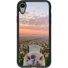 iPhone XR Case Hülle - Silikon schwarz Cow with tulips 2026
