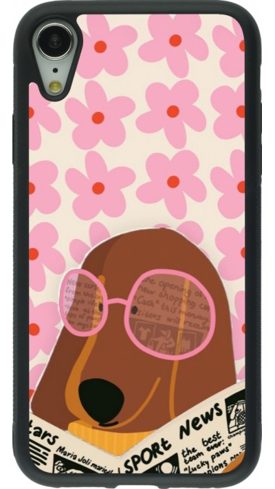 iPhone XR Case Hülle - Silikon schwarz Dog with newspaper 2026