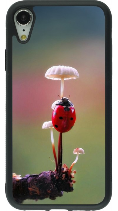 iPhone XR Case Hülle - Silikon schwarz Ladybird on a mushroom 2026