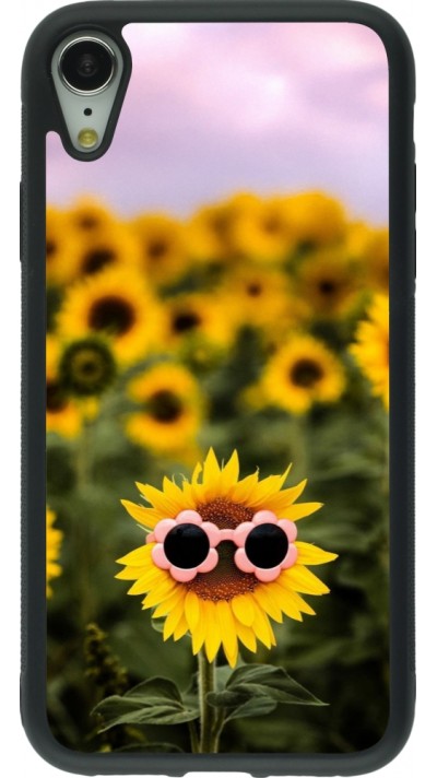 iPhone XR Case Hülle - Silikon schwarz Sunflower with glasses 2026