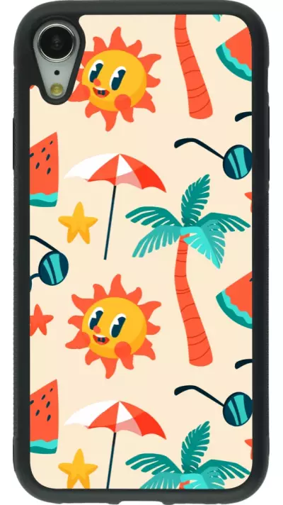 iPhone XR Case Hülle - Silikon schwarz Summer 2025 Pattern soleil