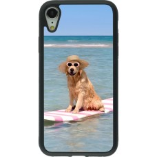 iPhone XR Case Hülle - Silikon schwarz Summer Dog on Paddle