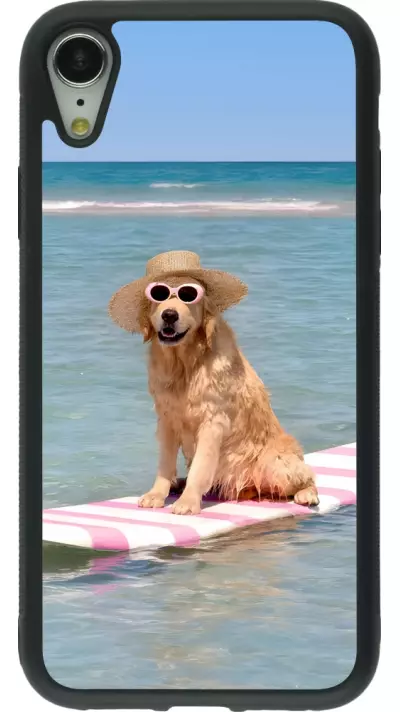 iPhone XR Case Hülle - Silikon schwarz Summer Dog on Paddle