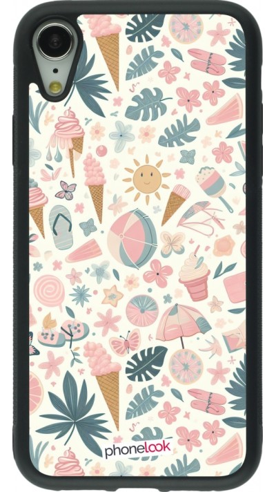 iPhone XR Case Hülle - Silikon schwarz Sommer Pink Muster