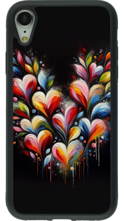 iPhone XR Case Hülle - Silikon schwarz Valentin 2024 Schwarzes Herz Abstrakt