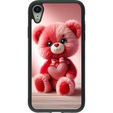 iPhone XR Case Hülle - Silikon schwarz Valentin 2024 Rosaroter Teddybär