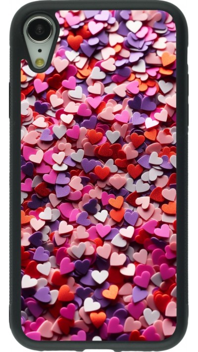 iPhone XR Case Hülle - Silikon schwarz Valentin 2025 Konfetti