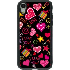 iPhone XR Case Hülle - Silikon schwarz Valentine 2023 love symbols