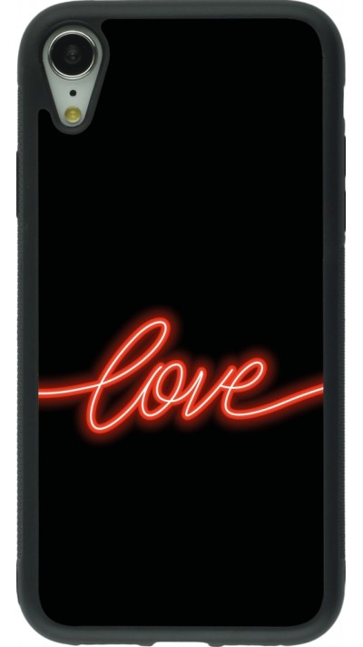 iPhone XR Case Hülle - Silikon schwarz Valentine 2023 neon love