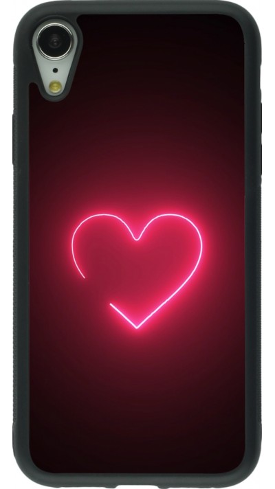 iPhone XR Case Hülle - Silikon schwarz Valentine 2023 single neon heart