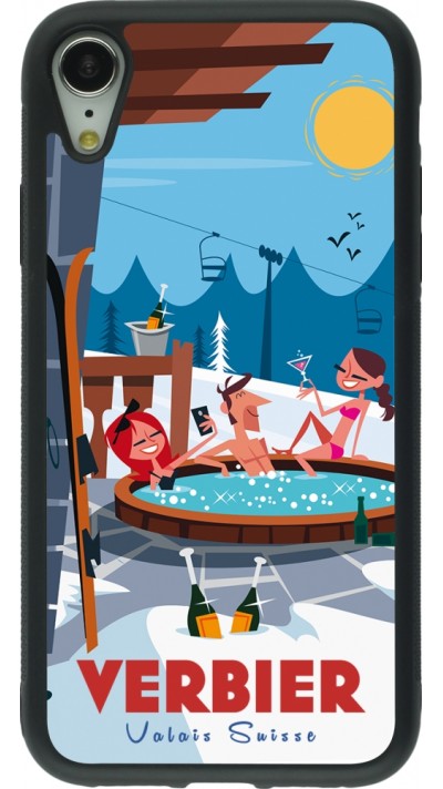 iPhone XR Case Hülle - Silikon schwarz Verbier Mountain Jacuzzi