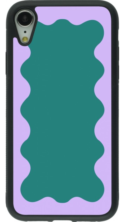 iPhone XR Case Hülle - Silikon schwarz Wavy Rectangle Green Purple