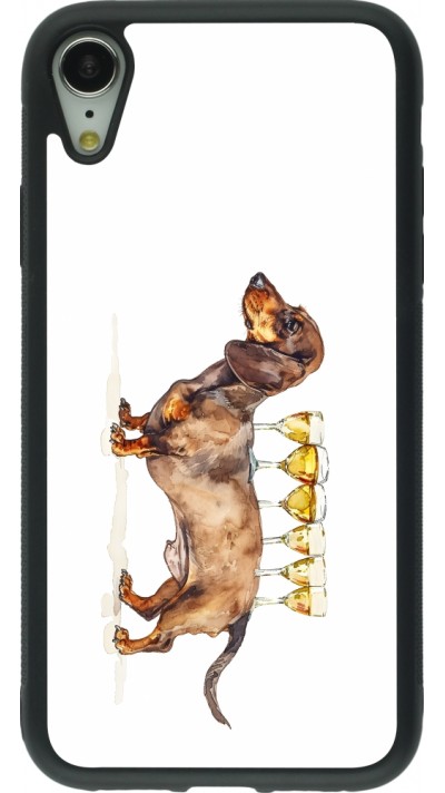 iPhone XR Case Hülle - Silikon schwarz Wine Teckel