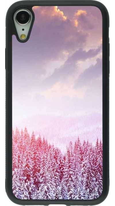 iPhone XR Case Hülle - Silikon schwarz Winter 22 Pink Forest