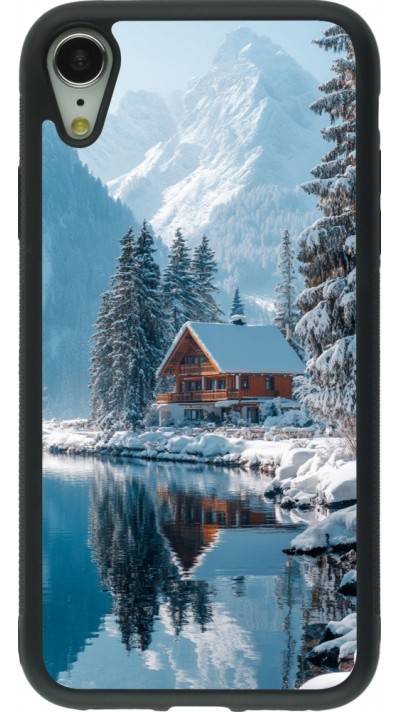 iPhone XR Case Hülle - Silikon schwarz Winter 25 Winter house forest day