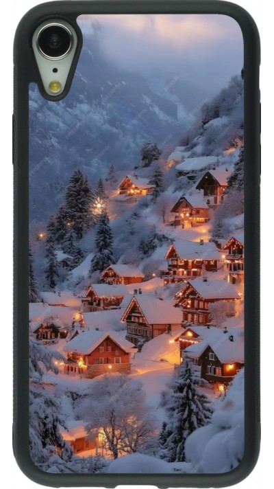 iPhone XR Case Hülle - Silikon schwarz Winter 25 Winter snowy village