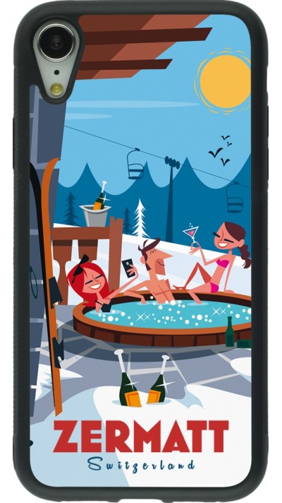iPhone XR Case Hülle - Silikon schwarz Zermatt Mountain Jacuzzi