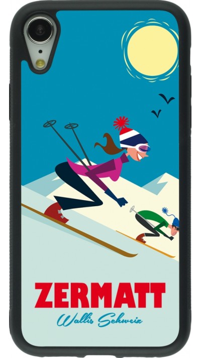 iPhone XR Case Hülle - Silikon schwarz Zermatt Ski Downhill