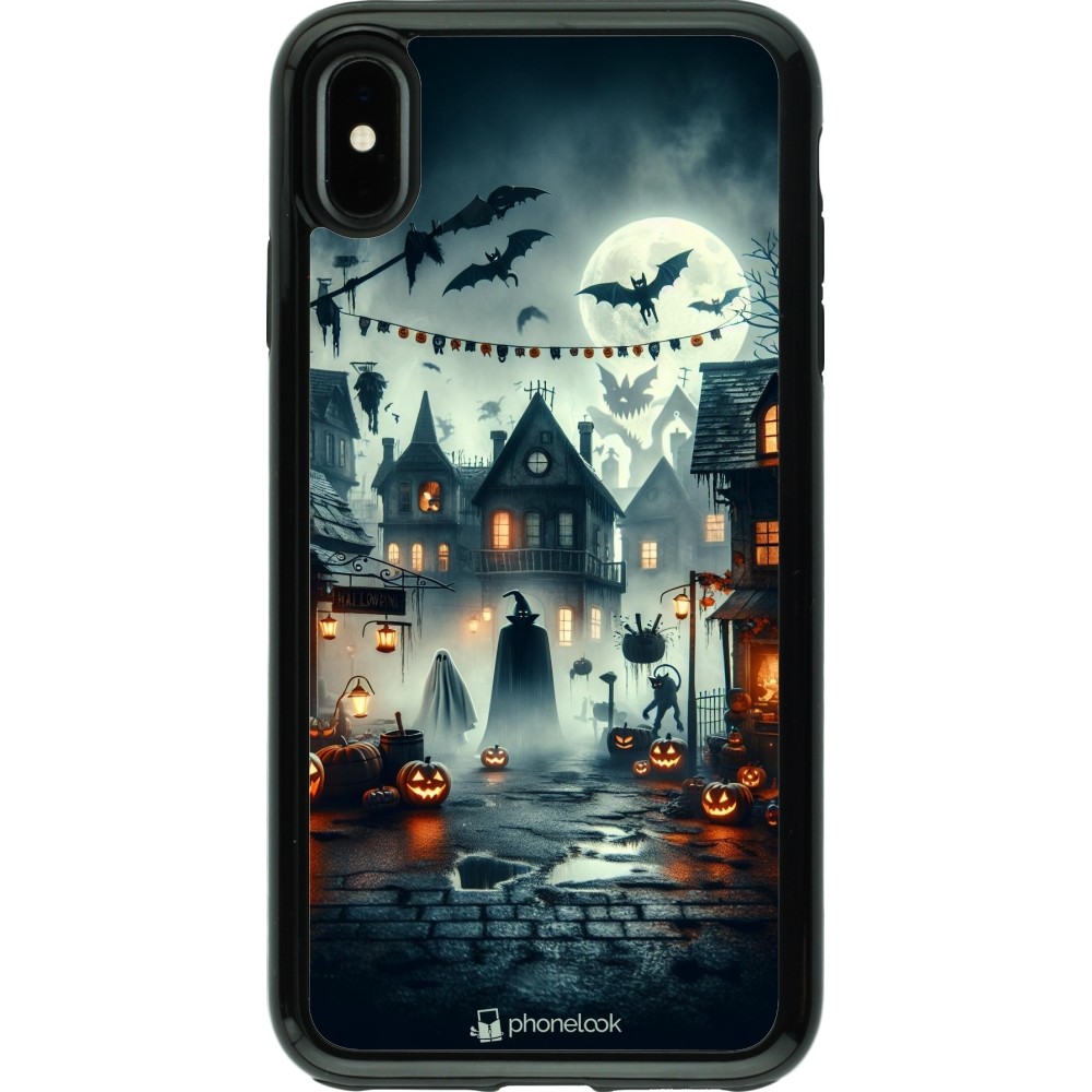 iPhone Xs Max Case Hülle - Hybrid Armor schwarz Halloween Spukstadt
