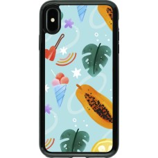 iPhone Xs Max Case Hülle - Hybrid Armor schwarz Summer 2025 Pattern papaya