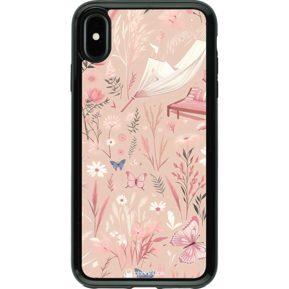 iPhone Xs Max Case Hülle - Hybrid Armor schwarz Sommer Pastellmuster