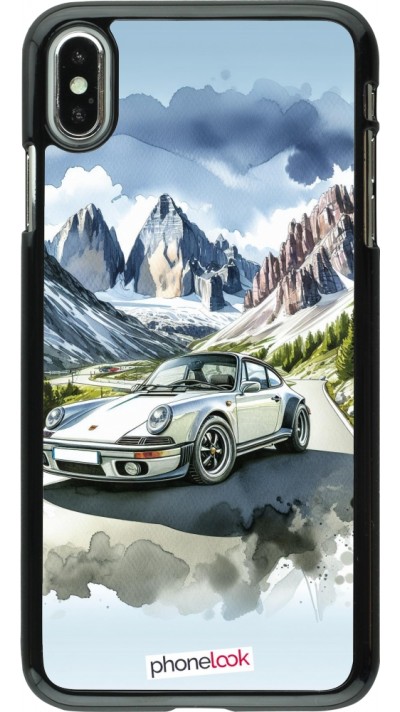 iPhone Xs Max Case Hülle - Porsche 911 Berg Aquarell