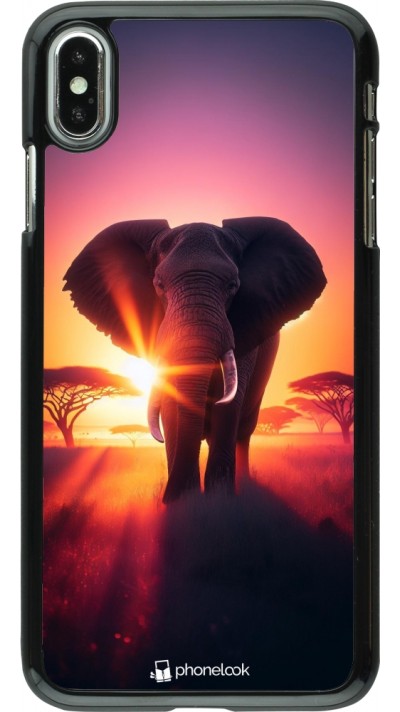 iPhone Xs Max Case Hülle - Elefant Sonnenaufgang Schönheit