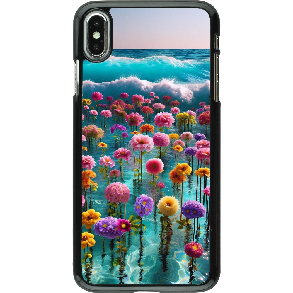 iPhone Xs Max Case Hülle - Blumenmeer Wellen
