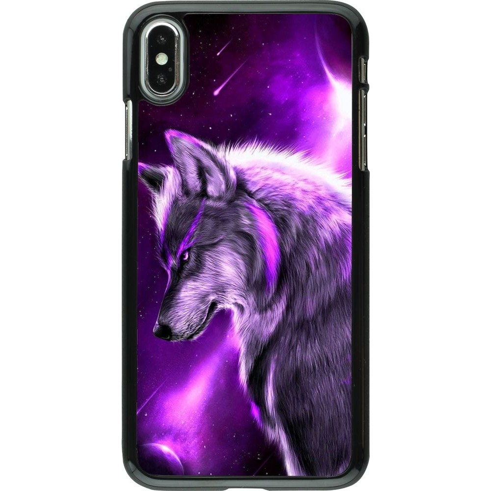 Hülle iPhone Xs Max - Purple Sky Wolf