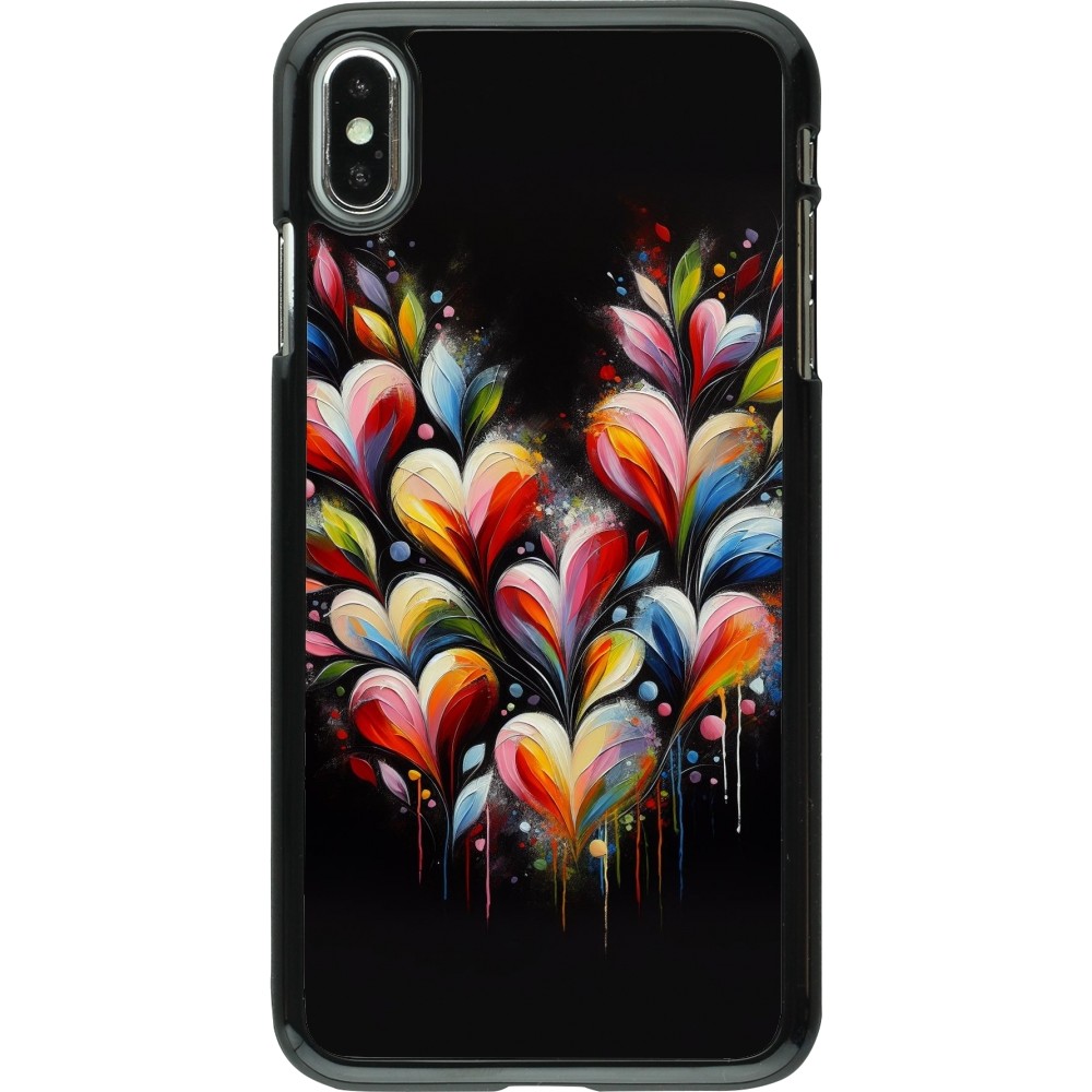 iPhone Xs Max Case Hülle - Valentin 2024 Schwarzes Herz Abstrakt