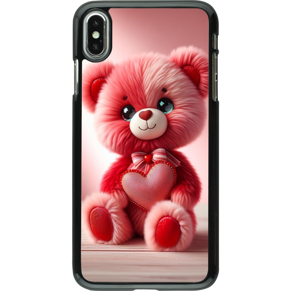 iPhone Xs Max Case Hülle - Valentin 2024 Rosaroter Teddybär