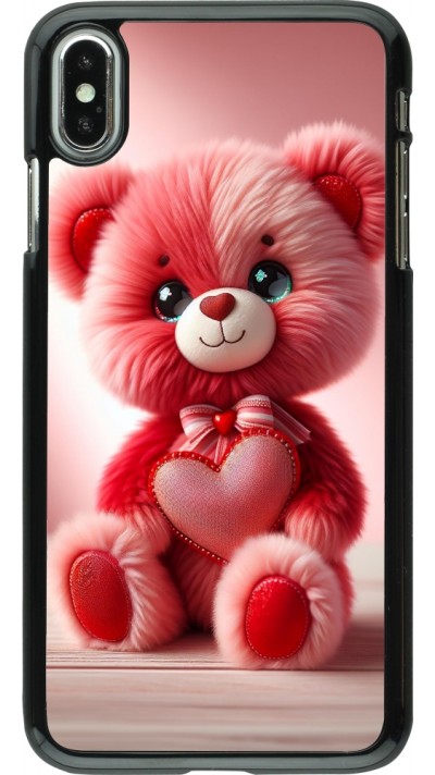 iPhone Xs Max Case Hülle - Valentin 2024 Rosaroter Teddybär
