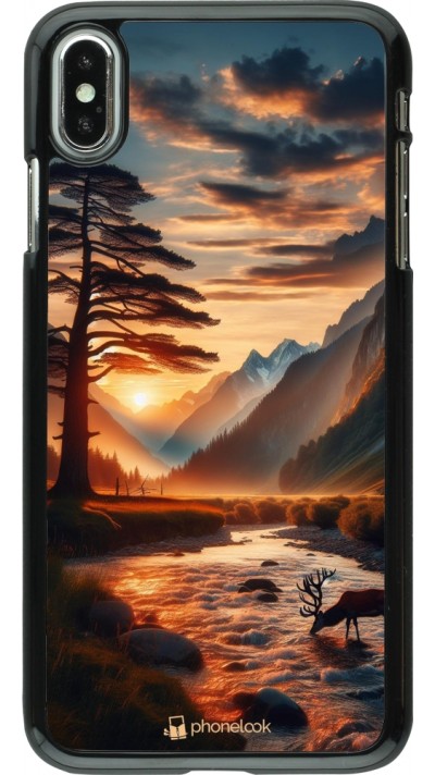 iPhone Xs Max Case Hülle - Tal Sonnenuntergang Hirsch Baum