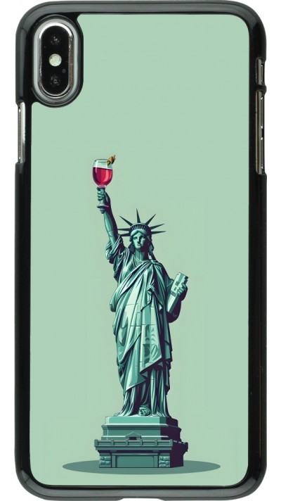iPhone Xs Max Case Hülle - Freiheitsstatue mit einem Glas Wein