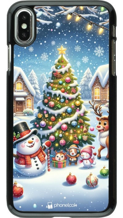 iPhone Xs Max Case Hülle - Weihnachten 2023 Schneemann und Tannenbaum