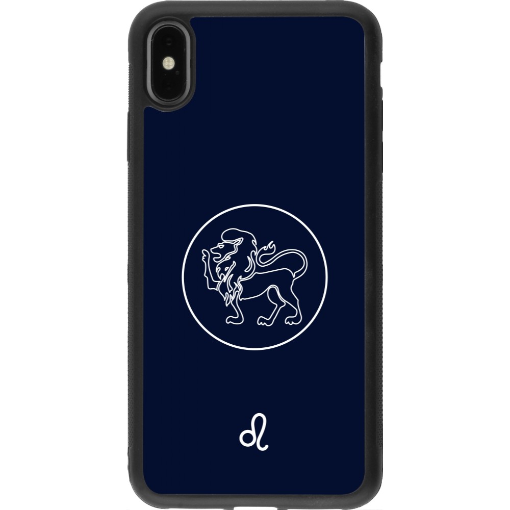 Coque iPhone Xs Max - Silicone rigide noir Astrologie Lion
