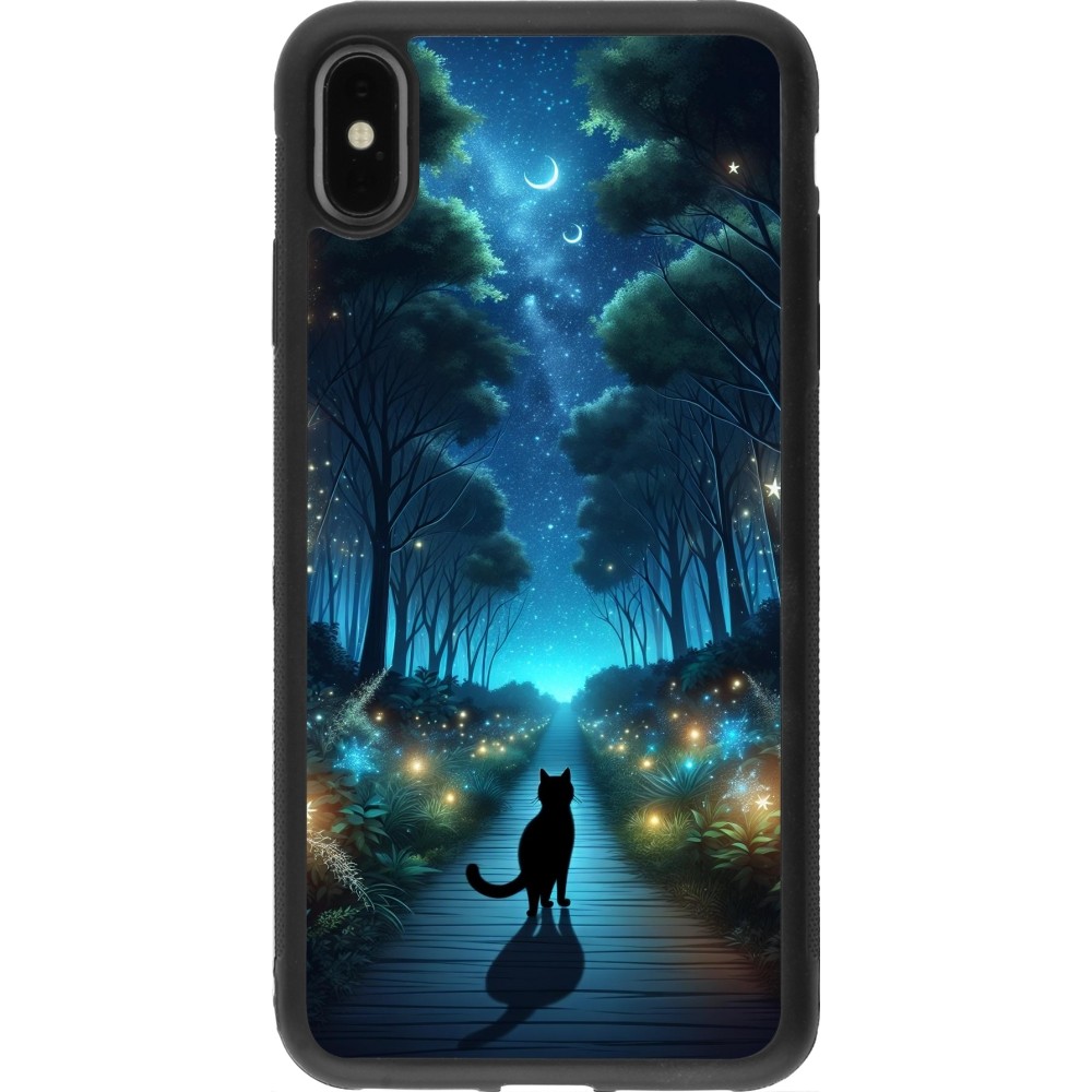 iPhone Xs Max Case Hülle - Silikon schwarz Schwarze Katze Spaziergang