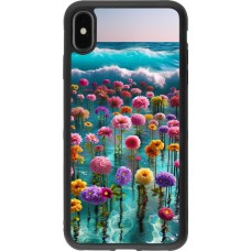 Coque iPhone Xs Max - Silicone rigide noir Flower sea waves