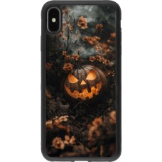 iPhone Xs Max Case Hülle - Silikon schwarz Halloween 2025 Pumpkin with flowers