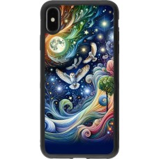 iPhone Xs Max Case Hülle - Silikon schwarz Fliegender Blumen-Eule